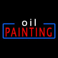 White Oil Red Painting With Border 1 Neon Sign