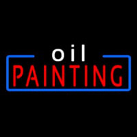 White Oil Red Painting With Border Neon Sign