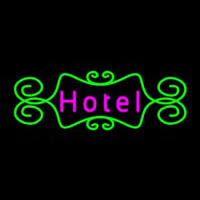 Hotel With Green Art Border Neon Sign