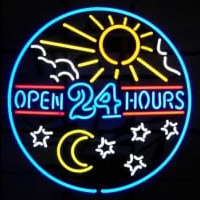 open 24 hours sun moon day BEER BAR PUB Neon Sign